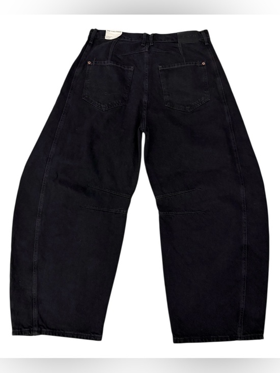 Free People 🖤 Good Luck 🍀 Barrel Jeans Black Mid Rise Size 29 - Picture 4 of 9